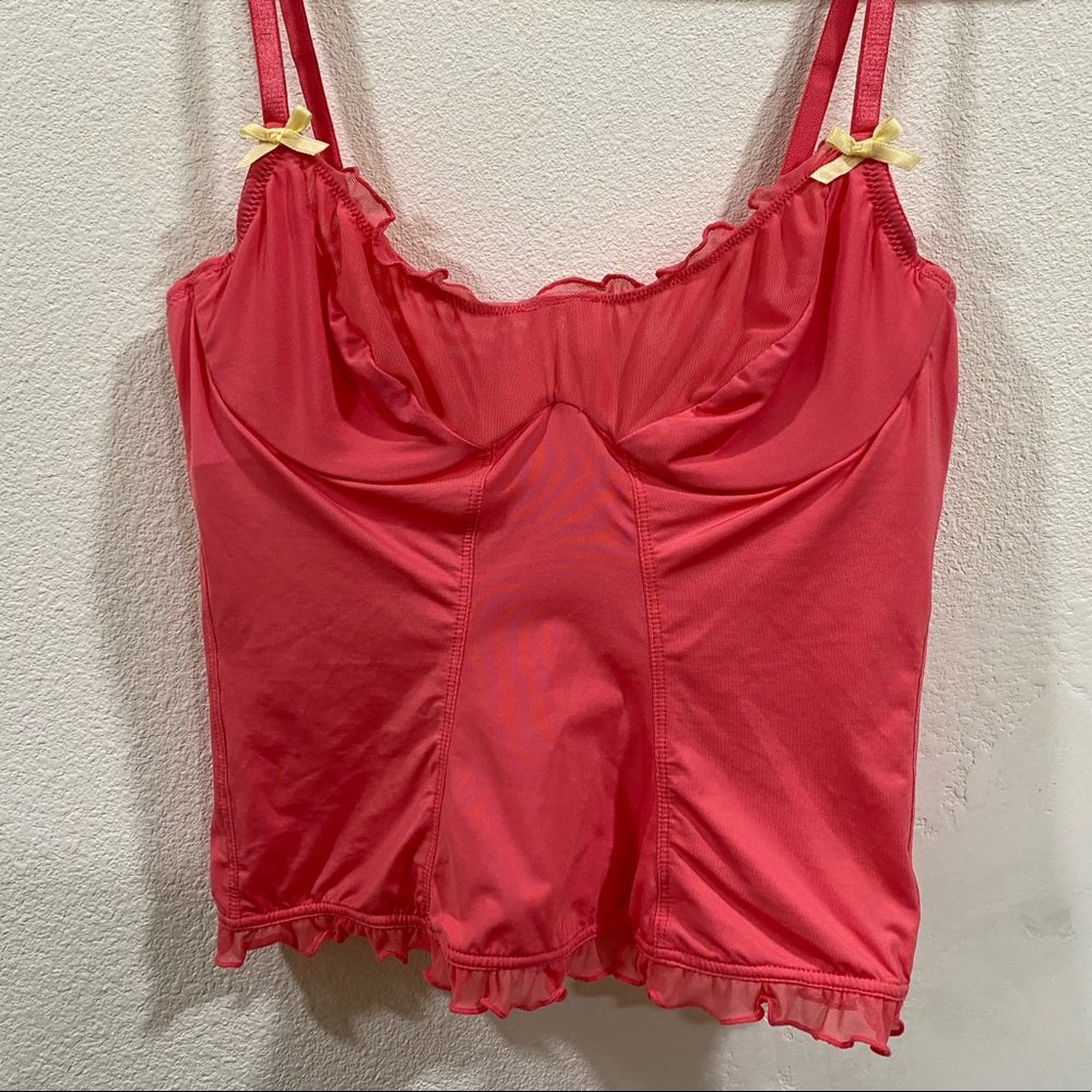 Pink cropped lingerie corset top